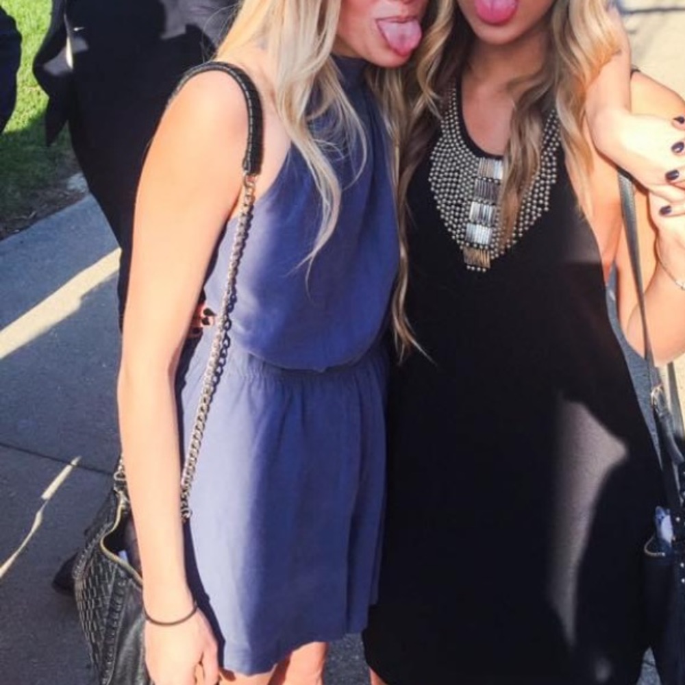 Blue High Neck Romper